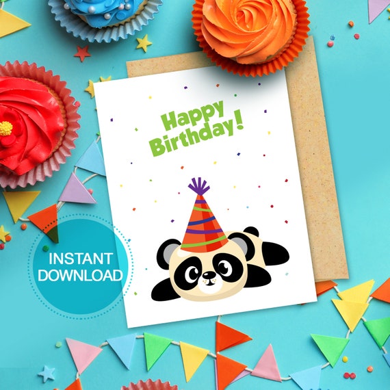 Printable Funny Panda Birthday Card | Etsy