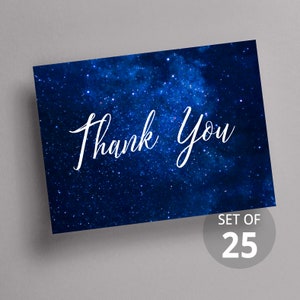 SET of 25 Galaxy Thank You Postcards with Envelopes, Size A2, Thank You Postcards, Galaxy Cards, Starry Night Thank You Cards, Thank You