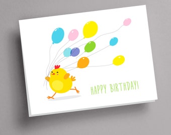 Chicken Birthday Card, Baby Birthday Card, Cute Baby Birthday Card, Kids Birthday Card, Funny Chicken Card, Running Chicken Card