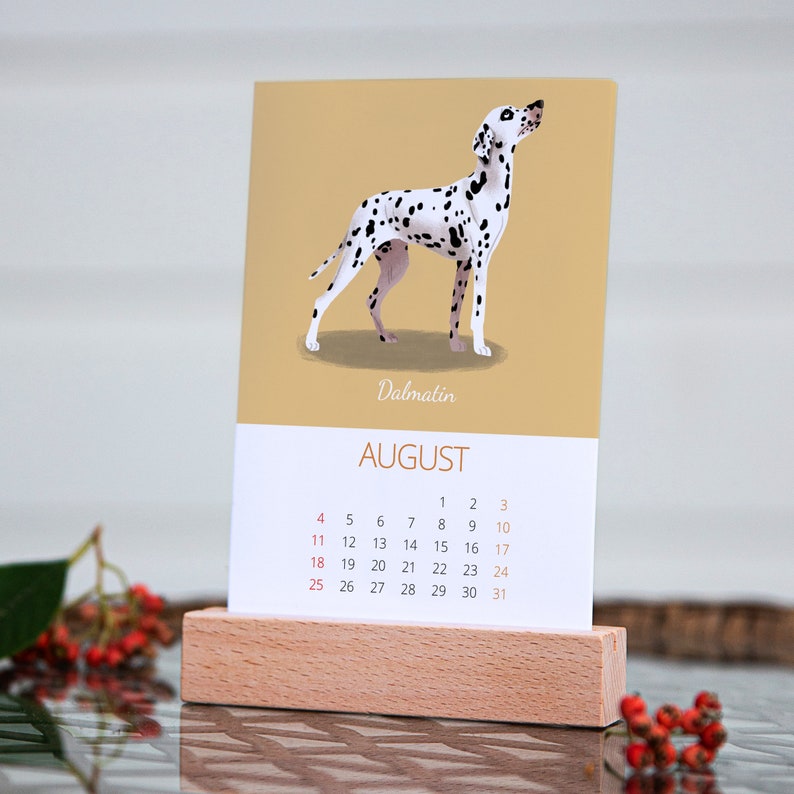 2024 Dogs Breeds Desk Calendar, 2024 Calendar with Stand, Dogs Calendar 2024, Corporate Holidays Gift, Holidays Gift, 2024 Desktop Calendar image 2