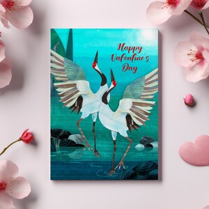 Happy Valentine's Card, Lovebirds Greeting Card, Bird Card, Valentines Day Card, Originally illustrated Card, Birds Valentine's Card image 1