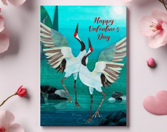 Happy Valentine's Card, Lovebirds Greeting Card, Bird Card, Valentines Day Card, Originally illustrated Card, Birds Valentine's Card