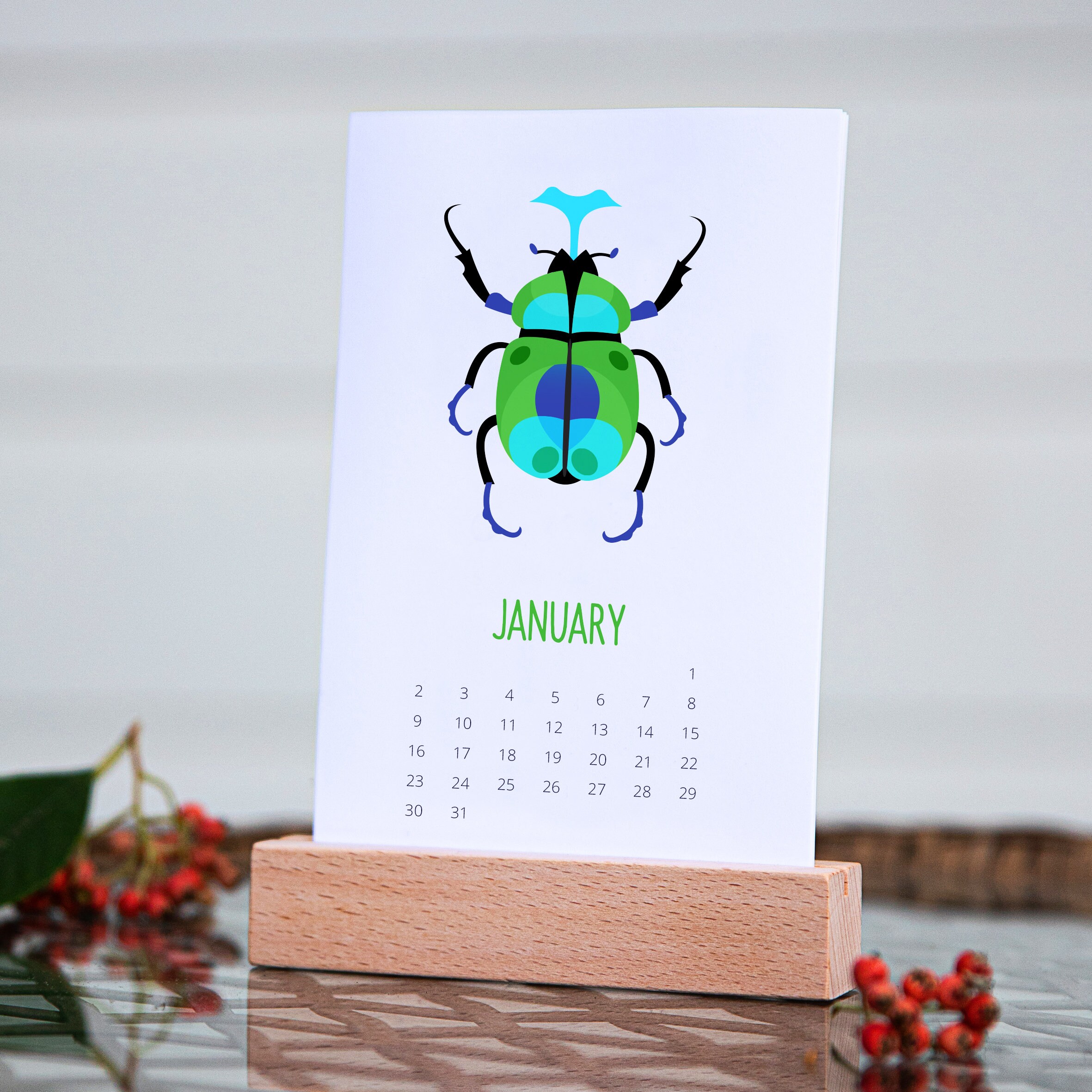 2024 Desk Calendar, 2024 Calendar with Stand, Bug Desk Calendar 2024