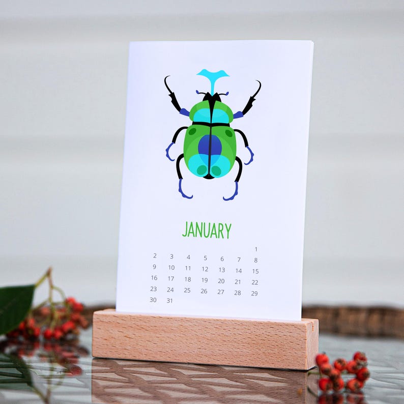 2026 Insect Art Desk Calendar With Walnut Wood Stand - Etsy