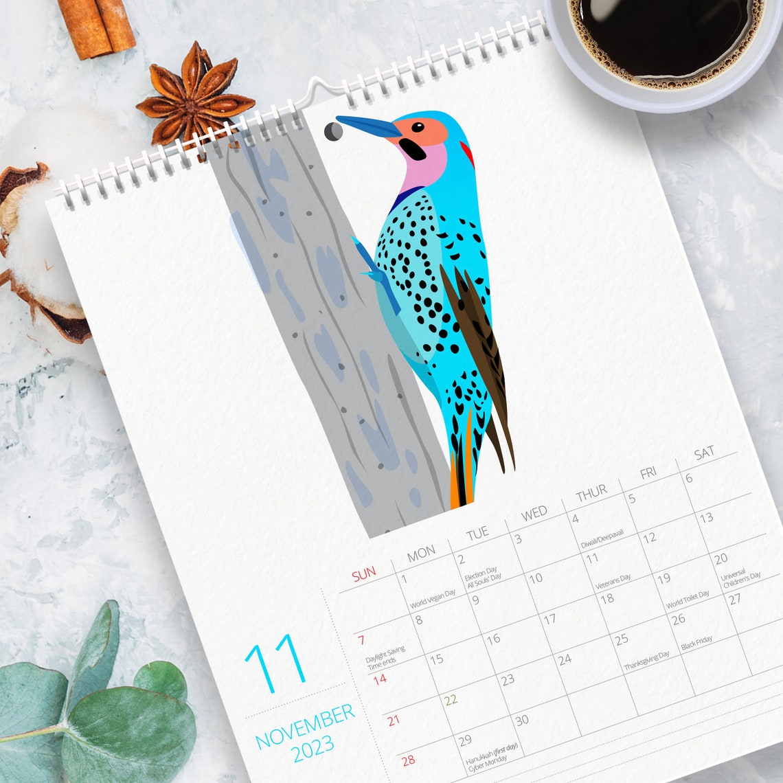 2023 Birds Calendar 2023 Illustrated Wall Calendar 2023 Wall Etsy