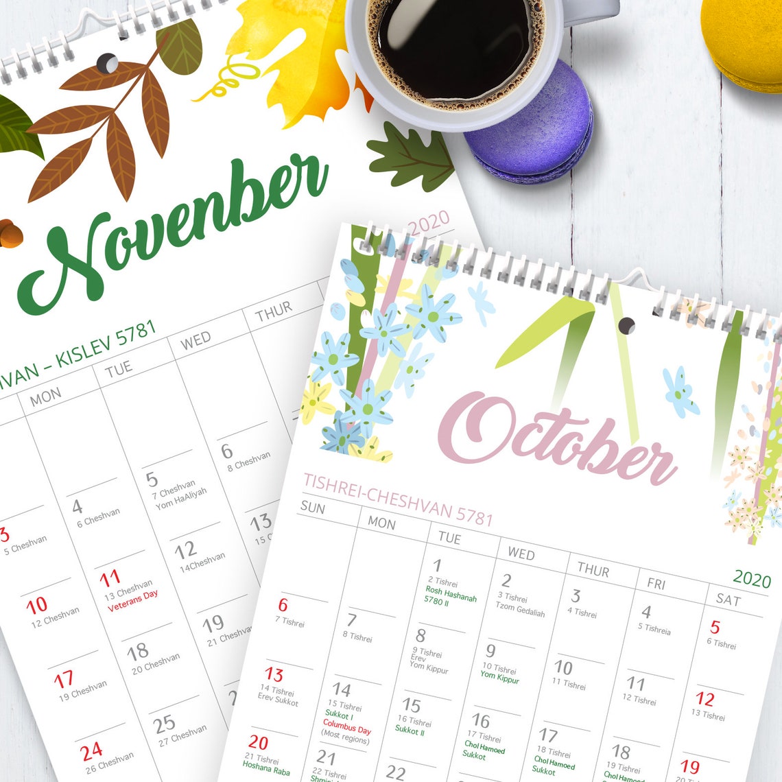 Calendrier Illustrated juif 2020-2021 | Etsy