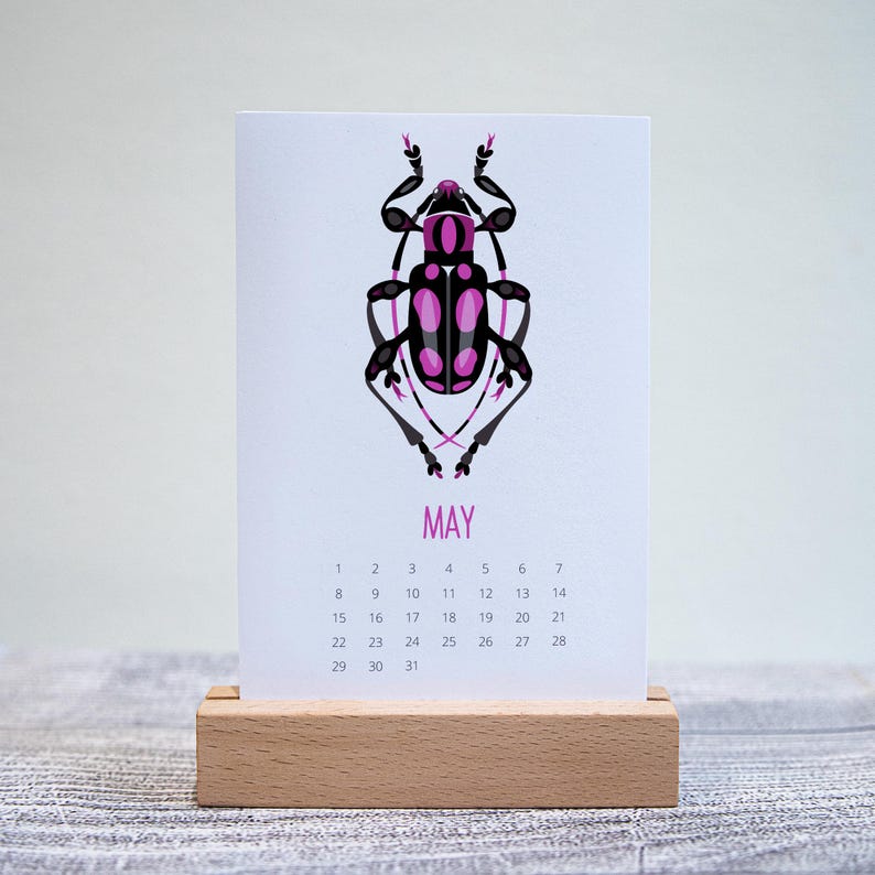 2026 Insect Art Desk Calendar With Walnut Wood Stand - Etsy