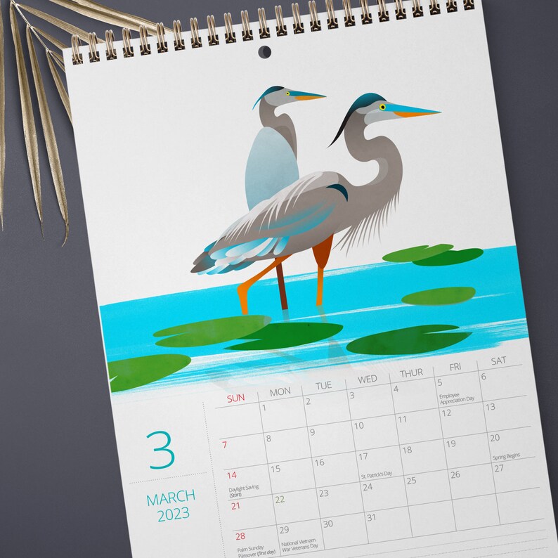 2023 birds calendar 2023 illustrated wall calendar 2023 wall etsy 