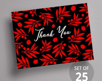 SET of 25 Thank You Postcards, PRINTED Thank You Postcards with Envelopes, Luxury Thank You Postcards, Cute Thank You Postcards, Size A2