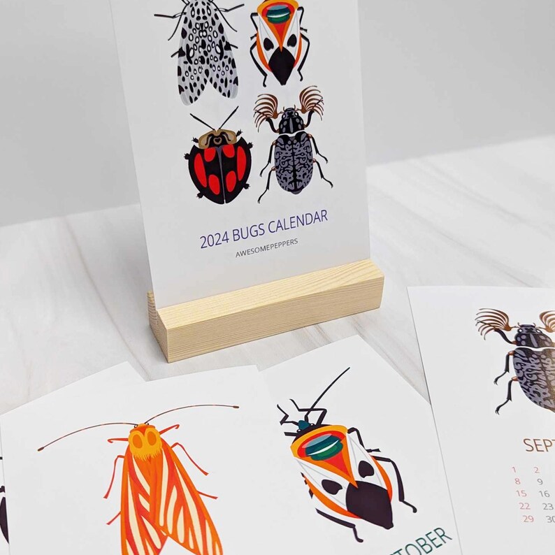 2026 Insect Art Desk Calendar With Walnut Wood Stand - Etsy