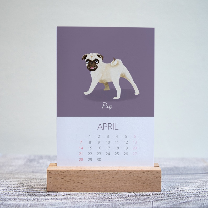 2024 Dogs Breeds Desk Calendar, 2024 Calendar with Stand, Dogs Calendar 2024, Corporate Holidays Gift, Holidays Gift, 2024 Desktop Calendar image 5