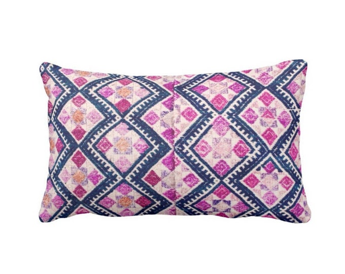 OUTDOOR Chinese Wedding Blanket PRINTED Throw Pillow or Cover, Navy, Pink, Purple 14 x 20" Lumbar Pillows or Covers, Vintage Embroidery