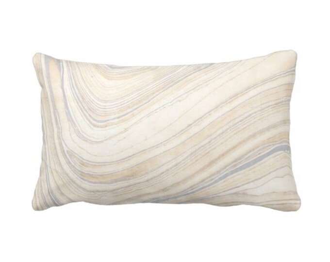 Marble Print Throw Pillow or Cover, Beige/Gray 12 x 20" Lumbar Pillows or Covers, Tan/Gray, Modern/Abstract/Lines/Waves/Marbled