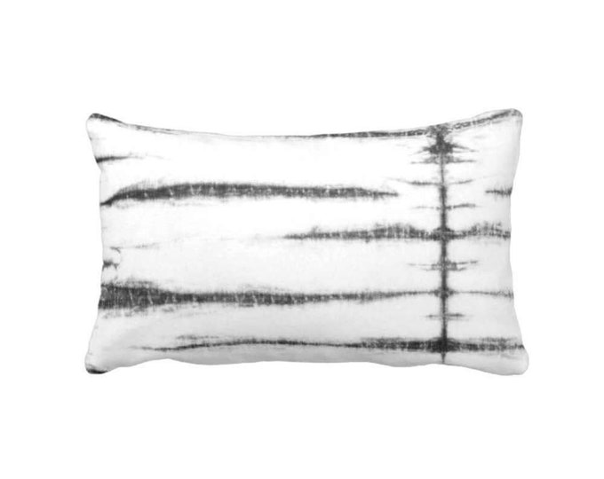 Subtle Stripe Lumbar Throw Pillow or Cover, 12 x 20" Black, Gray & White Print/Printed Pillows or Covers, Shibori/Moroccan