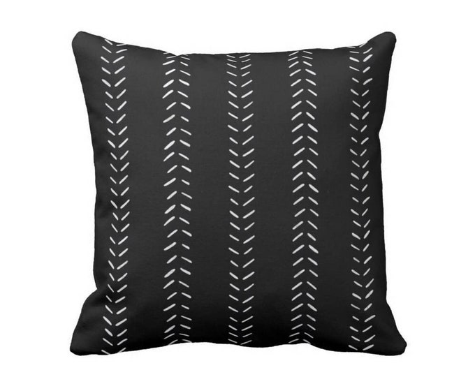 OUTDOOR Mud Cloth Printed Throw Pillow or Cover, Black/Off-White 14, 16, 18, 20, 26" Sq Pillows/Covers, Mudcloth/Geometric/Arrows/Tribal