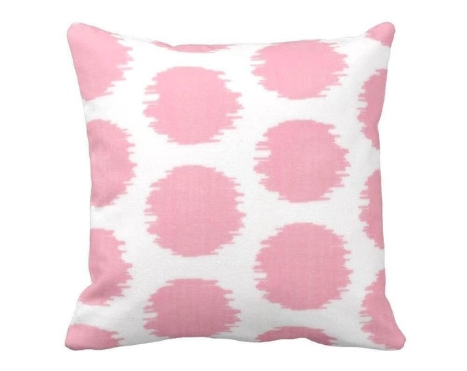 Ikat Dot Print Throw Pillow or Cover, Pink/White Geometric 16, 18, 20, 22 or 26" Sq Pillows or Covers, Light/Pastel Circles Pattern