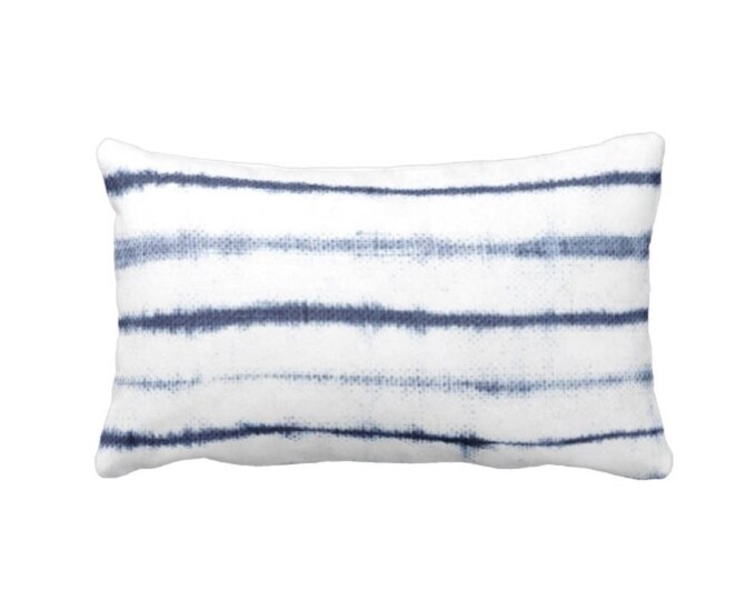 Uneven Lines Lumbar Throw Pillow or Cover, Navy/Indigo/White 12 x 20" Pillows or Covers, Shibori/Stripe/Striped/Line/Stripes/Tribal/Boho