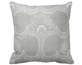 Lotus Batik PRINTED Throw Pillow or Cover, Gray 14, 16, 18, 20 or 26" Square Covers or Pillows, Vintage Hmong/Chinese Grey Textile Print