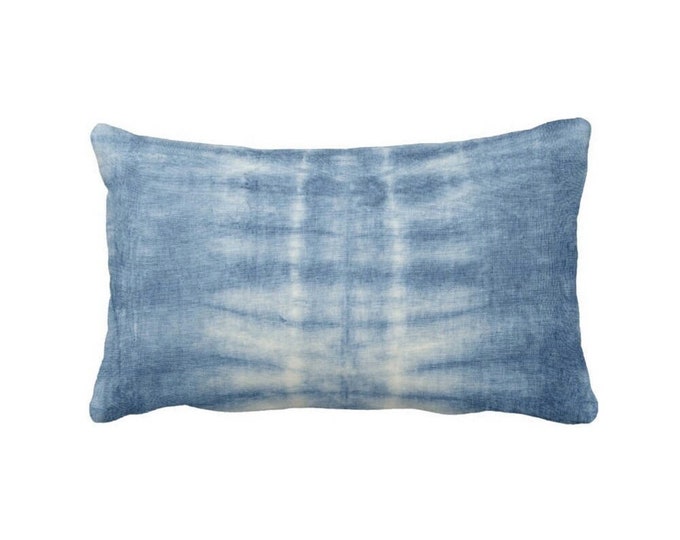 Indigo Mud Cloth Printed Throw Pillow or Cover, Indigo Blue Faded Lines 12 x 20" Lumbar Pillows or Covers, Mudcloth/Boho/Tribal Print