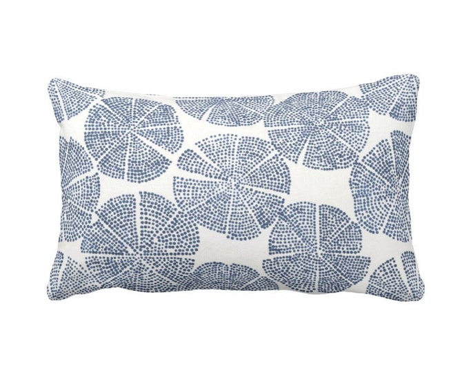 Block Print Throw Pillow or Cover, Geo/Circles Navy Blue/White 12 x 20" Lumbar Pillows or Covers, Blockprint/Batik/Medallion/Pattern