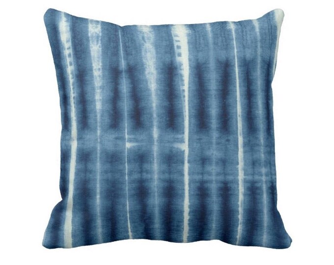 Indigo Printed Mud Cloth Throw Pillow or Cover, Geometric Lines 18 or 22" Sq Pillows or Covers, Blue Mudcloth/Stripes/Stripe/Geo