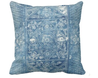 Blue Vintage Chinese Miao Tribal Print OUTDOOR Dragon Batik PRINTED Throw Pillow or Cover Indigo 14 x 20 Lumbar Pillows or Covers