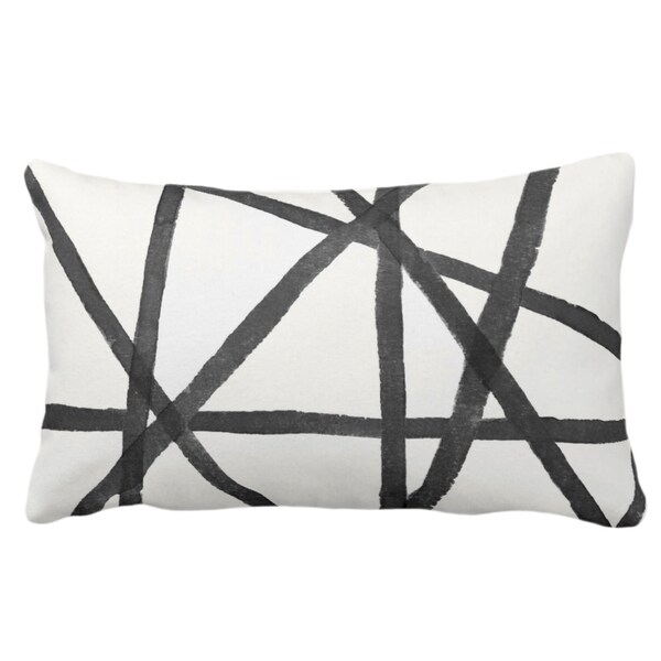 Black and White Lumbar Pillow Etsy