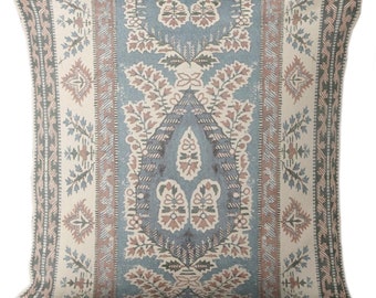 Vintage Paisley Floral Throw Pillow Cover, Worn Block Print