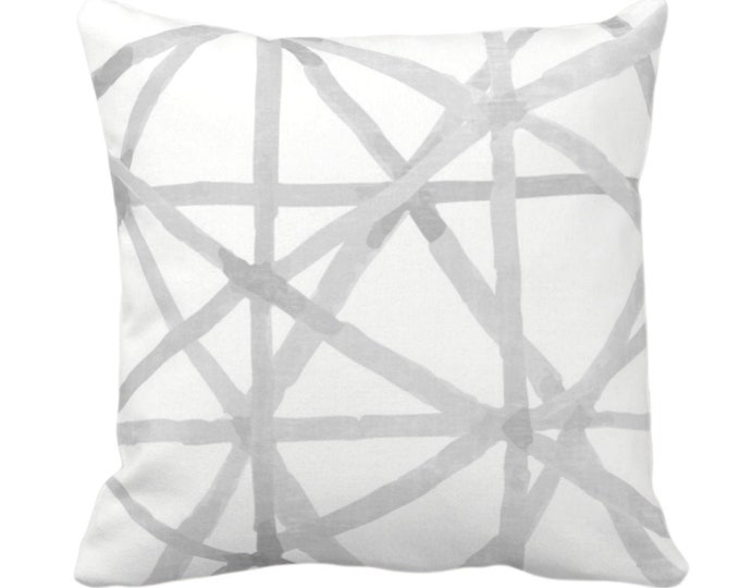 Painted Lines Throw Pillow or Cover, White/Smoke 14, 16, 18, 20, 26" Sq Pillows/Covers, Gray Modern/Starburst/Geometric/Geo/Abstract Print
