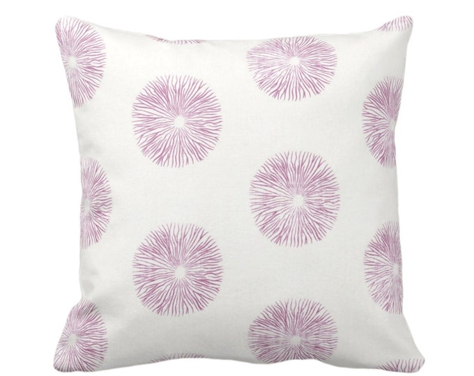 OUTDOOR Sea Urchin Throw Pillow or Cover, Off-White/Plum 14, 16, 18, 20, 26" Sq Pillows/Covers Purple/Pink Modern/Starburst/Geometric Print