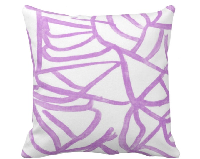 OUTDOOR Abstract Throw Pillow or Cover, White/Orchid 14, 16, 18, 20, 26" Sq Pillows/Covers Purple Painted Modern/Lines/Geometric Art Print