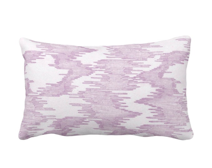 READY 2 SHIP Ikat Print Throw Pillow Cover, Purple/White 14 x 20" Lumbar Covers Painted, Abstract/Modern/Lines/Geo/Ikat/Water Stripe Pattern