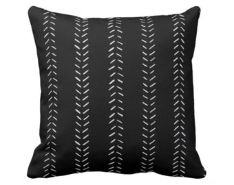 Mud Cloth Printed Throw Pillow or Cover, Black/Off-White 18 or 22" Sq Pillows or Covers, Mudcloth/Geometric/Arrows/Tribal