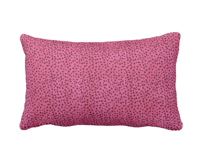 OUTDOOR Confetti Dots Throw Pillow or Cover, Magenta Print 14 x 20" Lumbar Pillows/Covers, Bright/Dark Pink Scatter Dot/Modern/Allover/Spots