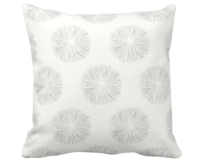 OUTDOOR Sea Urchin Print Throw Pillow or Cover, Smoke/Off-White 14, 16, 18, 20, 26" Sq Pillows/Covers Gray Modern/Starburst/Geo/Geometric