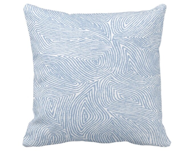 Sulcata Geo Throw Pillow or Cover, Sky Blue & White 16, 18, 20, 22, 26" Sq Pillows/Covers, Abstract Geometric/Tribal/Lines/Wavy/Boho Pattern