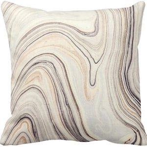 OUTDOOR Marmor Print Dekokissen oder Bezug, Taupe/Beige lumbale oder quadratische Kissen/Bezüge, Modern/Abstrakt/Marmoriert/Wellen Muster