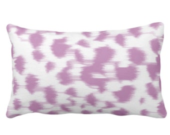 Ikat Abstract Animal Print Throw Pillow or Cover 12 x 20" Lumbar Pillows/Covers, Light Purple/White Spots/Spotted/Dots/Geo/Painted Pattern