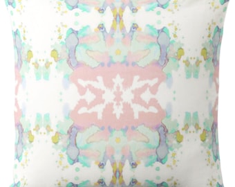 Watercolor Abstract Throw Pillow Cover, Modern Pastel Print