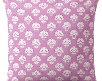 OUTDOOR Blasse Orchidee Floral Block Print Dekokissenbezug, Lila Pink