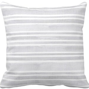 OUTDOOR Watercolor Stripe Throw Pillow/Cover, Gray/White 13x20, 16, 18, 20, 26&quot; Sq/Lumbar Pillows/Covers, Grey Stripes/Lines/Painted Print