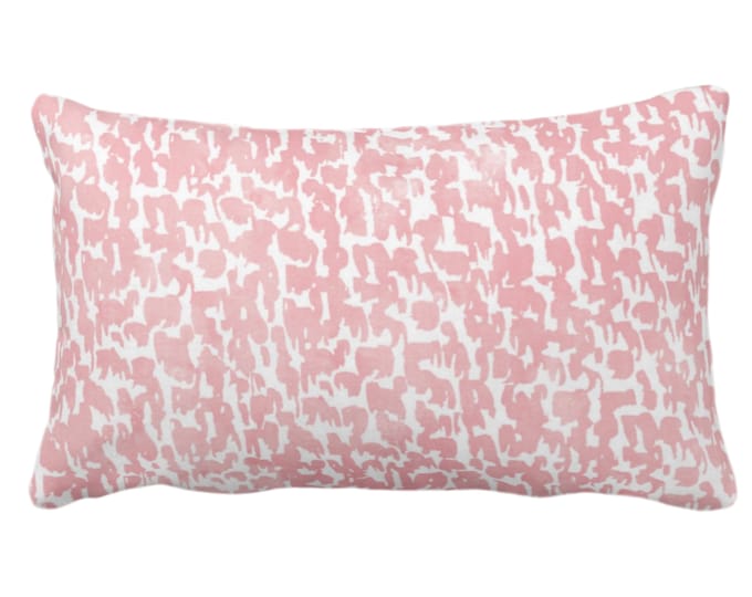 Blossom Speckled Print Throw Pillow or Cover 14 x 20" Lumbar Pillows or Covers, Pink//White Abstract/Marbled/Spots/Dots/Painted/Dashes/
