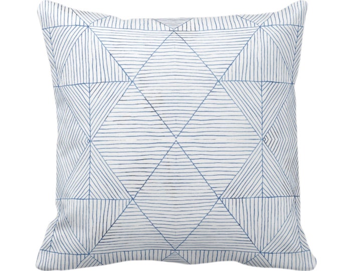 Fine Line Geo Print Throw Pillow or Cover 16, 18, 20, 22 or 26" Sq Pillows/Covers Navy/Indigo Blue Tribal Geometric/Abstract/Lines/Diamond