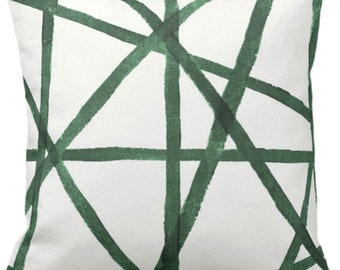 Federa per cuscino da esterno con linee verdi astratte, decorazione moderna per patio