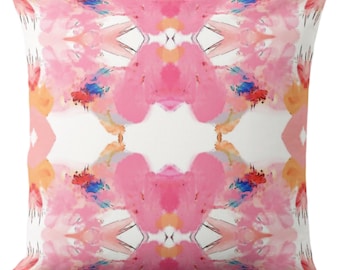 Abstract Watercolor Print Pillow Cover, Modern Candy Colors
