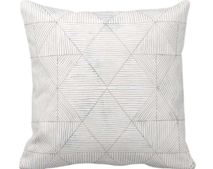 Fine Line Geo Print Throw Pillow or Cover 14, 16, 18, 20 or 26" Sq Pillows/Covers Taupe, Beige/Gray Tribal Geometric/Abstract/Lines/Diamond