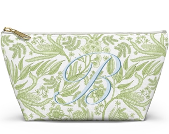 Personalized Celery Botanical Zipper Pouch, Monogrammed Cosmetic Bag