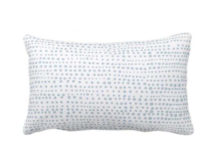 Dot Line Throw Pillow/Cover, Coastal Blue/White Print 12 x 20" Lumbar Pillows/Covers, Dots/Lines/Geometric/Abstract/Modern/Farmhouse/Minimal