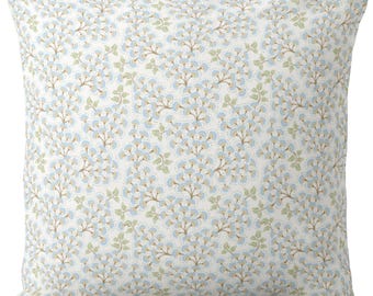 Tiny Floral Square and Lumbar Throw Pillows or Covers, Blue/Green Botanical Print