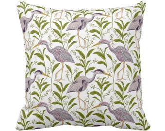 Heron Pillow Cover: Multi Green Bird Toile Print